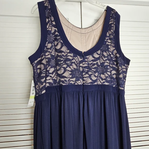 R&M Richards Women's Navy and Taupe Maxi Length Dress Gown Size 18W - Picture 8 of 11